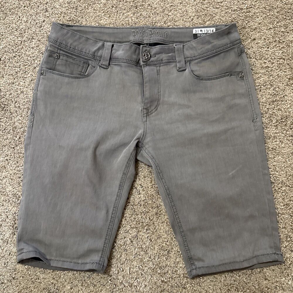 Rose Royce‎ Womens Size 31 13/14 Bermuda Jeans Charcoal Gray Stretch Modest